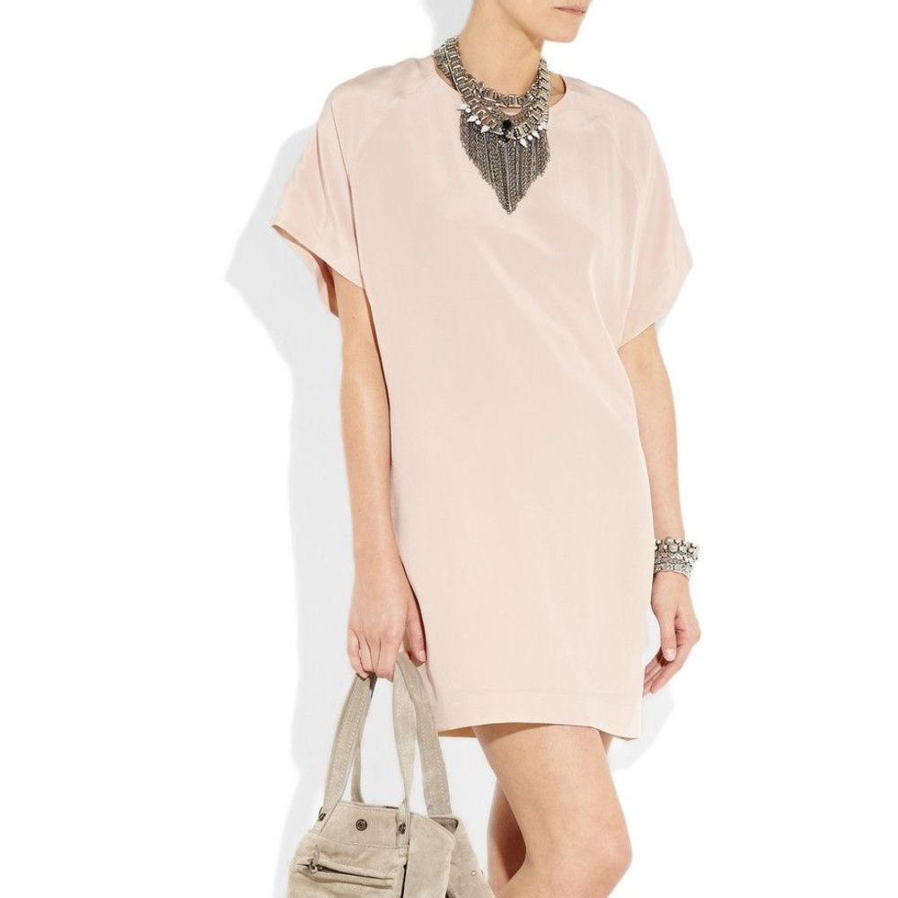 ACNE Uniform Short Contrast pink silk shift dress